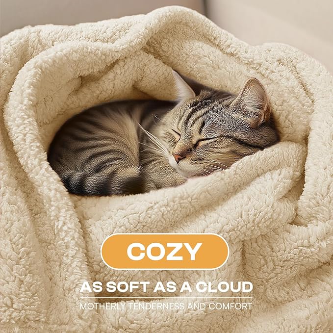 Luciphia Waterproof Pet Blanket for Medium Large Dogs Soft Cat Sherpa Calming Thick Cover Leakproof Cozy Puppy Sofa Bed Car Couch Protector(Beige/Brown,41x31 inches)