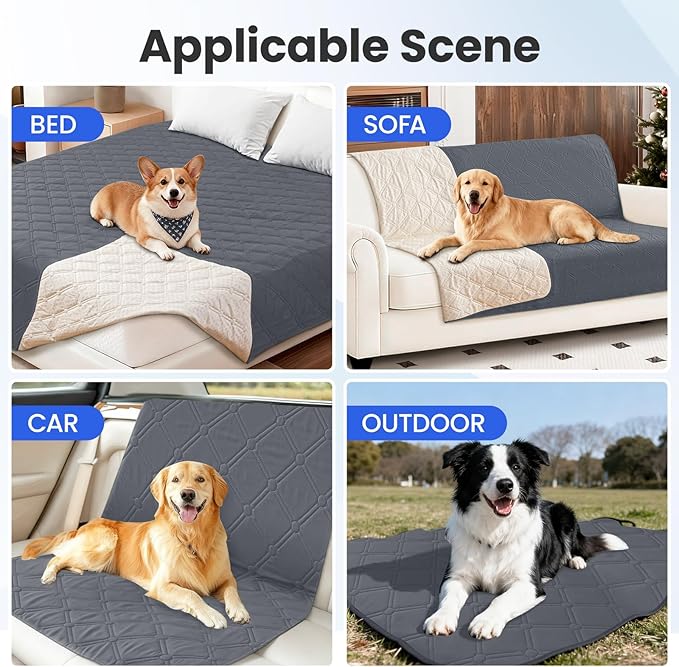 Waterproof Dog Bed Cover Pet Blanket, Soft Couch Cover for Dogs Washable, Non-Slip Dog Blanket Protect Furniture Couch Sofa Car for Puppy Large Dogs Cat (30x53 Inch, Dark Grey)