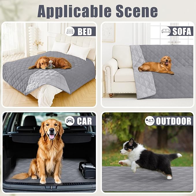 Smiry Waterproof Dog Bed Cover Blanket 40x50, Soft Reversible Pet Blanket, Washable Leakproof Cats Dogs Couch Cover for Sofa, Couch, Furniture, Grey/Light Grey