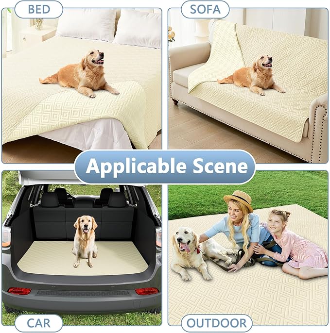 hyha Waterproof Dog Blanket, Soft Dog Bed Cover Pet Blankets, Waterproof Sofa Couch Cover for Dogs Washable, Reversible Pet Couch Covers for Sofa Furniture (30x53 Inch, Beige/Beige)