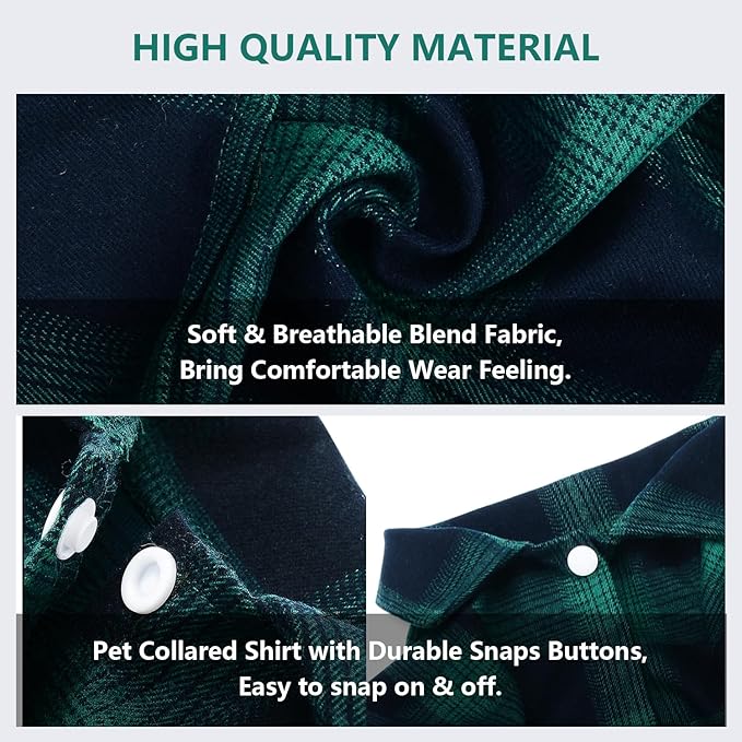 Koneseve Dog Shirt - Plaid Pet T-Shirt Sweater, Breathable & Cozy Tartan Outfit for Medium & Large Dogs, Casual Clothes - Adorable Costume for Halloween, Thanksgiving Christmas (Green; 7XL)