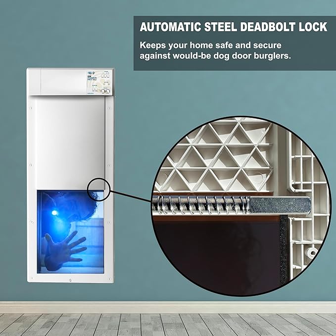 Power Pet Automatic Electronic Pet Door by High Tech Pet - Pet Operated Dog Door, High Security, Air Tight, for Medium-Sized Dogs (10" x 12" Pet Opening), Wall Mount, Easy Install - PX-1W