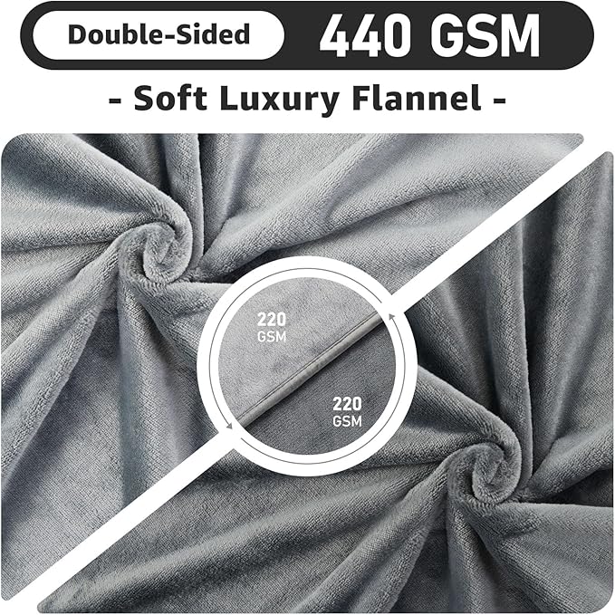 LOOBANI Waterproof Dog Blanket for Couch: Reversible Flannel Bed Blanket for Medium Large Dogs Liquid Proof, Soft Throw Blanket Couch Cover Protector for Sofa, Crate, Travel, Picnic, 50" x 60", Grey