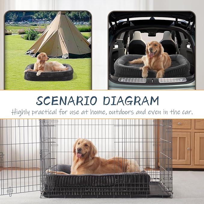 Orthopedic Dog Bed for Large Dogs Breeds, High Density Egg Crate Foam Dog Sofa Beds,Oval Kennel Bed, Pet Couch Bed with Four Sided Bolster, Removable Washable Cover& Non-Slip Bottom