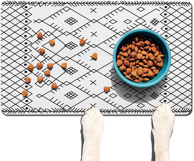Absorbent Pet Dog Bowl Mat for Food and Water, Pet Cat Food Feeding Mat with Non Slip Rubber Backing, Dog Food Mats for Floors Waterproof, 17"x30"