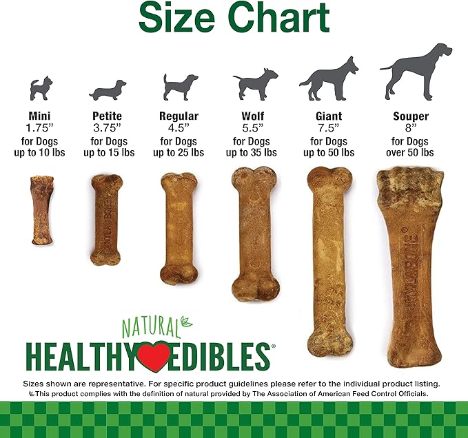 Nylabone Healthy Edibles Natural Dog Chews, Long Lasting Bones for Dogs, Bacon Flavor Dog Treats, X-Large (2 Count)
