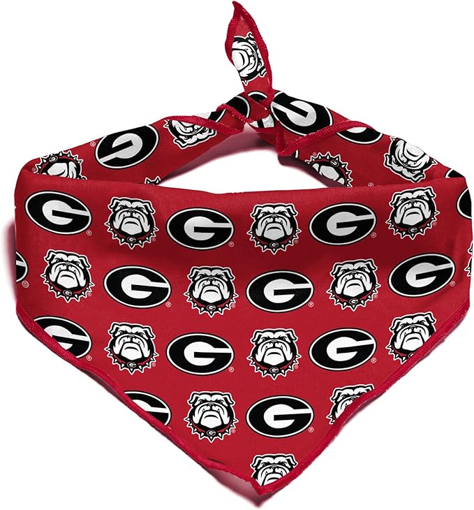 Georgia Bulldogs Officially Licensed Bandana for Dogs and Cats | Fits Pets Great Gift Idea | Easy-to-Tie (Large, 28")