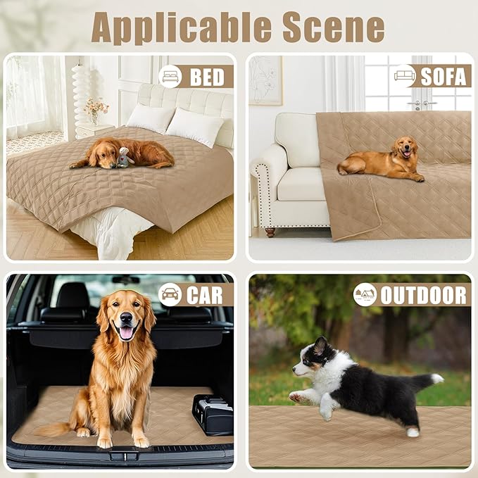 Smiry Waterproof Dog Bed Cover Blanket 68x82, Soft Reversible Pet Blanket, Washable Leakproof Cats Dogs Couch Cover for Sofa, Couch, Furniture, Camel/Camel