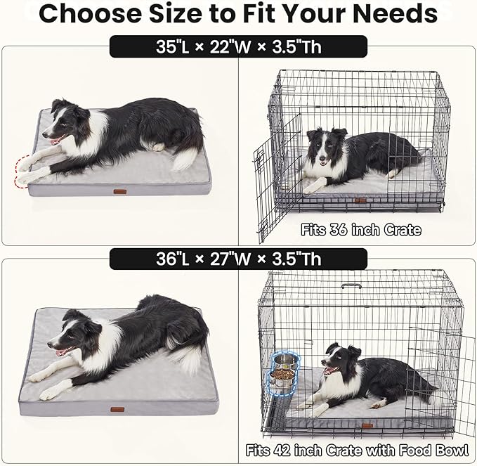 OhGeni Orthopedic Waterproof Dog Bed for Medium Large Dogs, Machine-Washable Removable Cover in Easy-Clean Fabric, High Density Foam & Easy-Carry Handle, Wider and Larger, 36 inch (Gray)