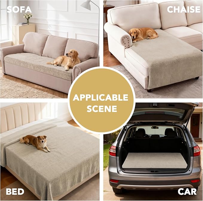 H.VERSAILTEX Non Slip Pet Couch Cover Chenille Dog Bed Protector Thick Soft Sofa Slipcover Pet Friendly Washable Couch Cushion Covers for Pets (30" x 53", Island Fossi)