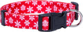 Native Pup Christmas Dog Collar- Winter Holiday Collars for Pets- Xmas Gift for Puppy- Santa, Reindeer, Snowman, Candy Cane, Red Green- Girl Boy- Small, Medium, Large Breeds (Red Snowflake, Large)