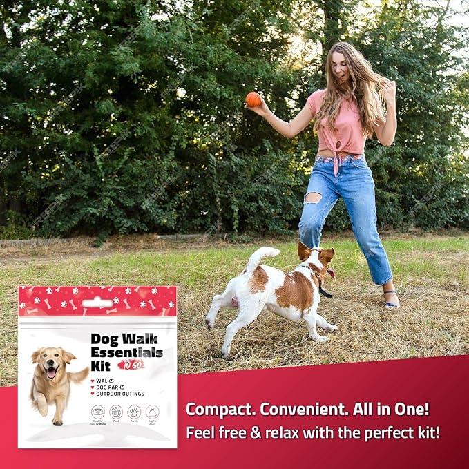 pH Advantage Pet Travel Essentials – Single Pack with Dog Treat, Food, Bowl & Poop Bag – Lightweight Grab-and-Go Kit for Walks, Parks, Car Rides & Everyday Use (Green)