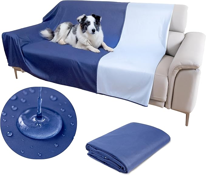 SILLY LEGACY Thin Reversible Waterproof Protective Bed Cover (Queen Size, 96 x 82 inch), for Dogs and Cats, Babies; Incontinence, Dirt, Drool