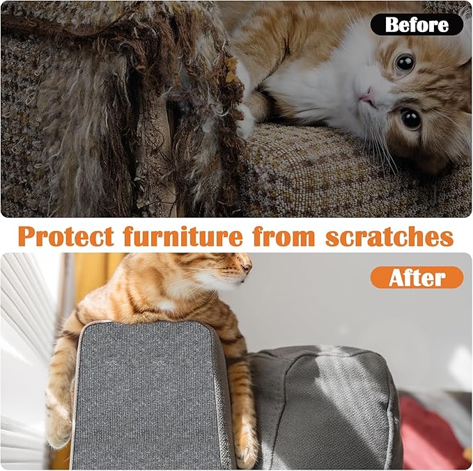 Cat Scratch Furniture Protector - 78.7" x 17" Trimmable Self-Adhesive Cats Claws Scratch Pads, DIY Cat Climbing Couch Protector for Scratch Post Cat Tree Replacement Indoor (Light Gray)