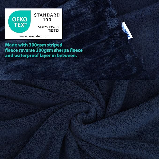 Waterproof Dog Blanket, Soft Fleece Blanket for Couch Protector, Reversible Pet Blankets Furniture Protector Cover for Small Medium Large Dogs Cats (Navy, 30"x40")