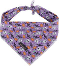 ARING PET Halloween Dog Bandanas, Cotton Purple Pumpkin Ghost Bat Floral Pet Bandanas Cute Triangle Bibs Scarf for Small Medium Large Boy Girl Dogs and Cats-L