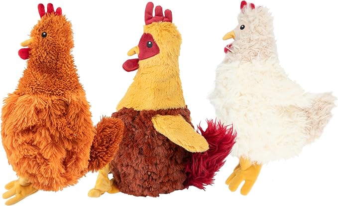 Best Pet Supplies Interactive Squeaky Dog Chew Toy, Ideal Dog Toys for Chewers, Small, Medium & Large Dogs, and Fetch Lovers - Crinkle Chicken (Wine Red), Large