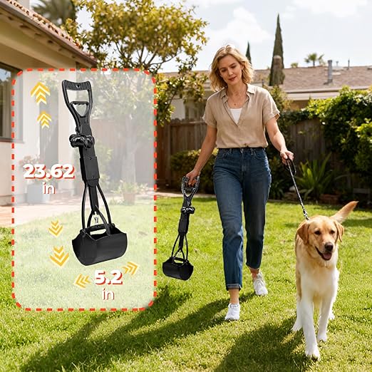 20L Dog Poop Trash Can Outside with Pooper Scooper, Inner Bucket, Stainless Steel Dustpan, Rake & Shovel, Waste Bags for Dog Poop Disposal