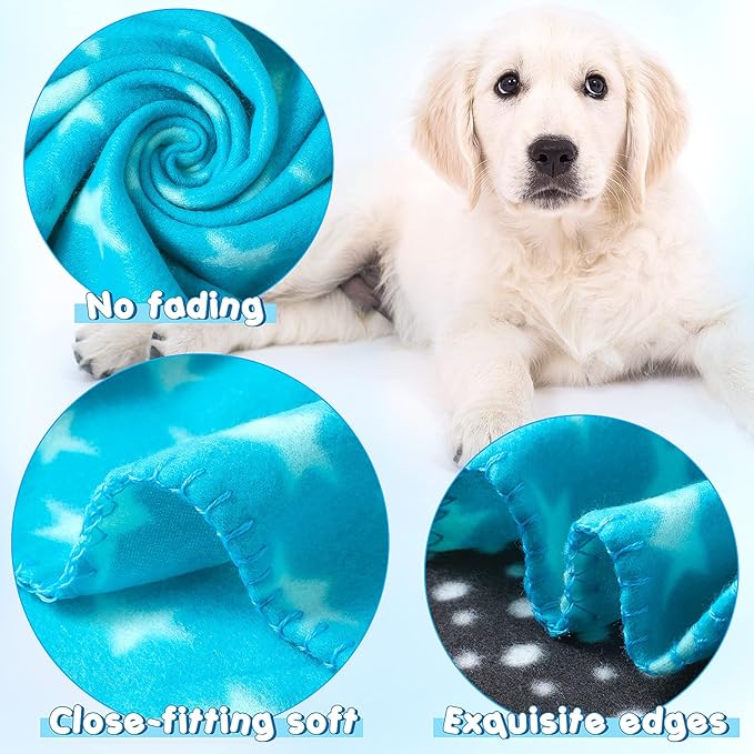 Eccliy 20 Pcs Puppy Blanket Pet Soft Fleece Dog Blankets Warm Felt Throw Sleep Mat Bed Covers for Doggie Puppy Pet Dogs Cat, 20 Styles(39 x 27.6 Inch,Paw)