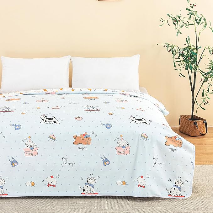 WenBags Waterproof Dog Bed Cover 40 * 60 Inches Throw Size,Pet Hair Resistant Reversible Couch Cover Mattress Protector,Leakproof Bed Liner/Sheet/Blanket for Adults Elderly Pets (Cute Dogs, 40 * 60)