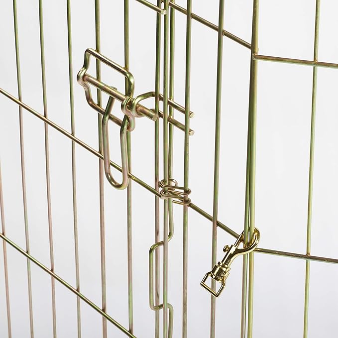 MidWest Homes for Pets Folding Metal Puppy / Dog Exercise Pen, Indoor/Outdoor Playpen with Door, 16 Sq Feet of Play Space, 36-Inches Tall, Gold Zinc