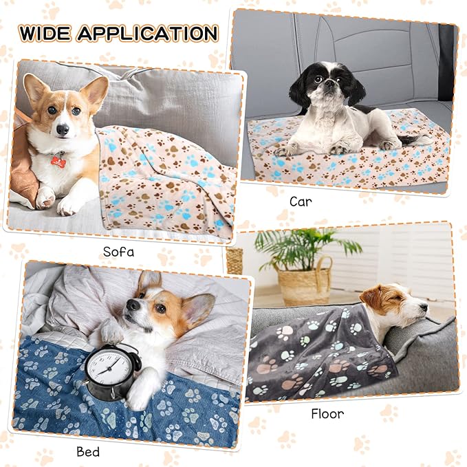 Rezutan 1 Pack 3 Blankets for Dogs, Dog Blanket for Large & Medium Pet Cat, Premium Soft Fluffy Suitable for Dog Kennels & Beds, Sofas, Gifts Puppy Essentials, 41x31inch, Gray/Blue/Beige