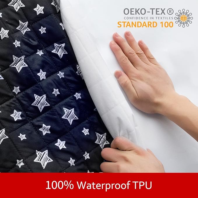 Waterproof Dog Bed Covers Replacement Washable Pet Hair Easy to Remove, Noiseless Quilted Puppy Pet Bed Cover Lovely Black Star Print 29x41 Inches, for Dog/Cat, Cover Only