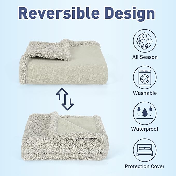 Kritter Planet Waterproof Dog Blankets for Small Dogs, Puppy Blankets for Litter, Cat Blankets for Indoor Cats Washable, Reversible Fleece Pet Mat for Crates, Car Seats, and Furniture