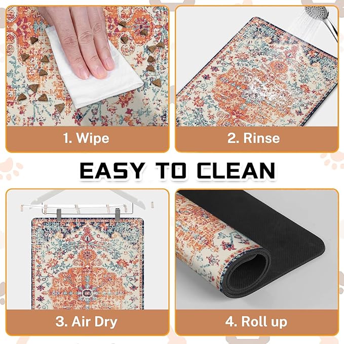 Absorbent Pet Dog Bowl Mat for Food and Water, Pet Cat Food Feeding Mat with Non Slip Rubber Backing, Dog Food Mats for Floors Waterproof, 24"x32"