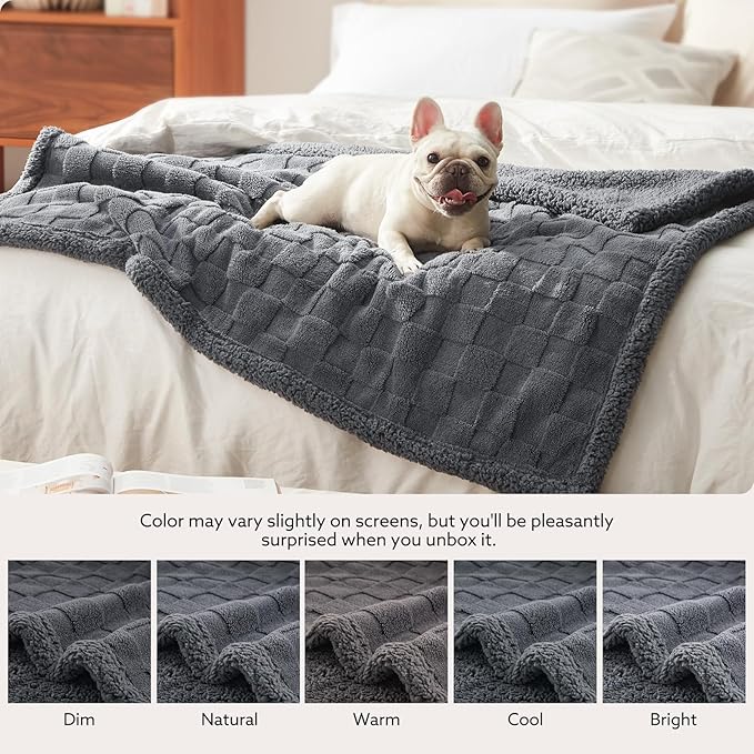 GASUR Waterproof Dog Blankets for Medium Small Dogs, Dog Blanket for Couch Bed, Fleece Pet Blanket for Furniture Sofa Protector, Soft Pet Throw Blankets for Crate Car Outdoor, Washable, 30"x40",Grey