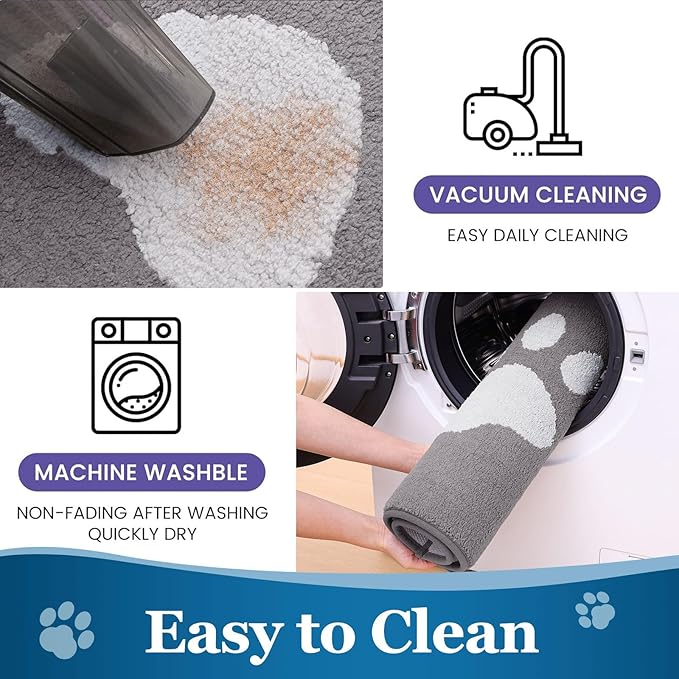 Buganda Dog Door Mat for Muddy Paws, Absorbent Dirt Trapper Washable Indoor Doormats, Non Slip Low-Profile Mud Mat for Dogs, Front Entrance Doormat for Inside Floor (48x30 Inches, Light Grey)