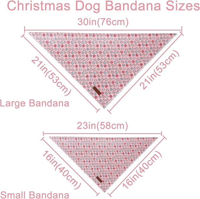 Valentine Dog Bandana - Pink Heart Triangle Bid Scarf for Small & Medium Dogs, Cotton Kerchief for Girls & Boys, Red & Adorable Puppy Bandana
