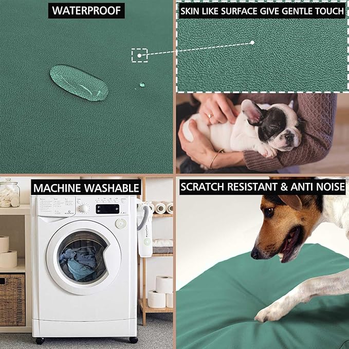 Dog Bed Cover Waterproof Replacement Machine Washable Covers for 30x20 Inch Dog Bed Heavy Duty Scratch Resistant Mattress Protector Pet Bed Cover Only Dark Green