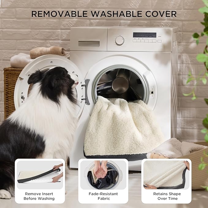 Bedsure XL Dog Bed for Crate - Large Comfy Flat Pet Beds with Removable Washable Cover, Orthopedic Egg Crate Foam Crate Mat, Suitable for Pet Up to 90 lbs