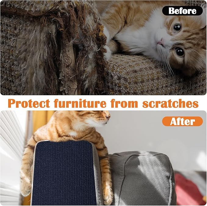 Cat Scratch Furniture Protector - 138" x 17" Trimmable Self-Adhesive Cats Claws Scratch Pads, DIY Cat Climbing Couch Protector for Scratch Post Cat Tree Replacement Indoor (Dark Blue)