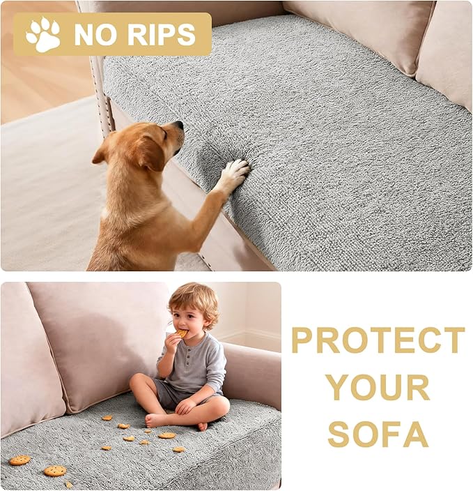 H.VERSAILTEX Non Slip Pet Couch Cover Chenille Dog Bed Protector Thick Soft Sofa Slipcover Pet Friendly Washable Couch Cushion Covers for Pets (30" x 70", Dove)
