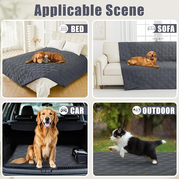Smiry Waterproof Dog Bed Cover Blanket 40x50, Soft Reversible Pet Blanket, Washable Leakproof Cats Dogs Couch Cover for Sofa, Couch, Furniture, Dark Grey/Dark Grey