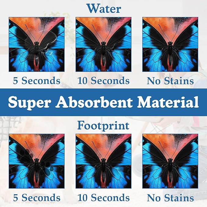 Blue Butterfly on Blooming Pet Feeding Mat–Christmas Stocking Quick Dry Absorbent Dog Cat Food Mat, Non Slip Waterproof Bowl Placemat for Messy Eaters, Pet Accessories for Floors 16"x24"
