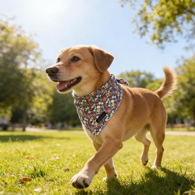 ARING PET Floral Dog Bandana, Spring Summer Colorful Flower Girl Pet Bandana Scarf Triangle Bibs for Puppy Small Medium Large Dogs-L