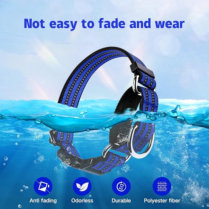 Martingale Dog Collar, Adjustable Nylon Reflective Collar with Quick Release Buckle (Royal Blue, Small)