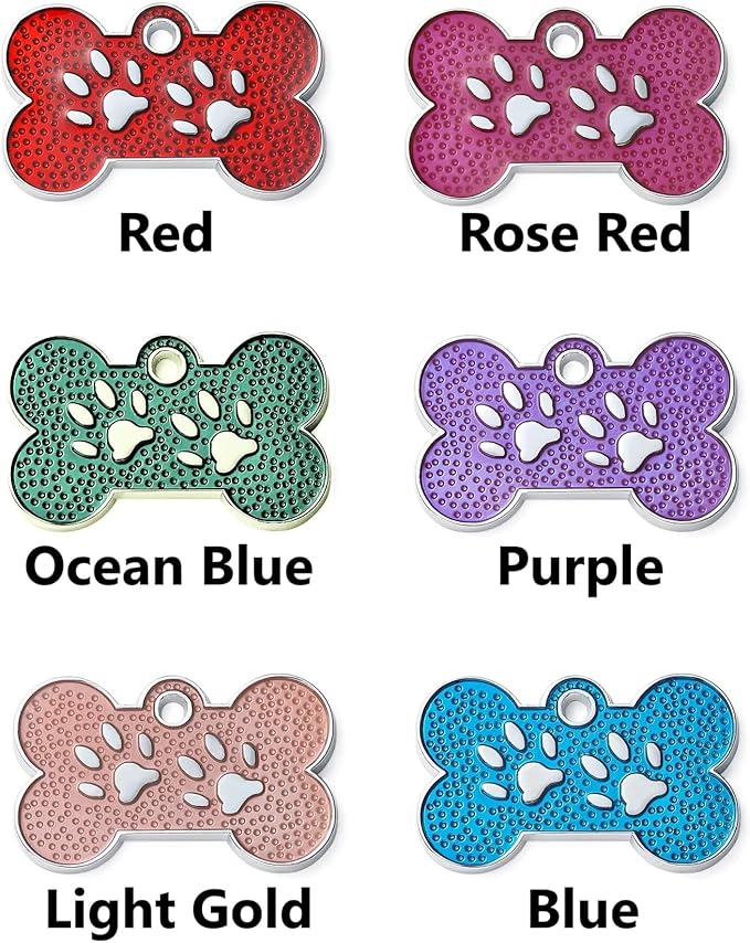 Personalized Dog Cute Paw Pet ID Tag for Pet Collar or Key Chain - Dog Name tag, cat Tags Personalized, cat id tag, Kitten Name tag, Kitten id tag (Bone-Shaped-Small: Red)