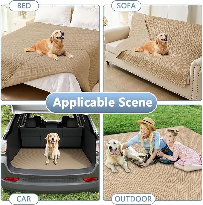 hyha Waterproof Dog Blanket, Soft Dog Bed Cover Pet Blankets, Waterproof Sofa Couch Cover for Dogs Washable, Reversible Pet Couch Covers for Sofa Furniture (82x102 Inch, Camel/Camel)