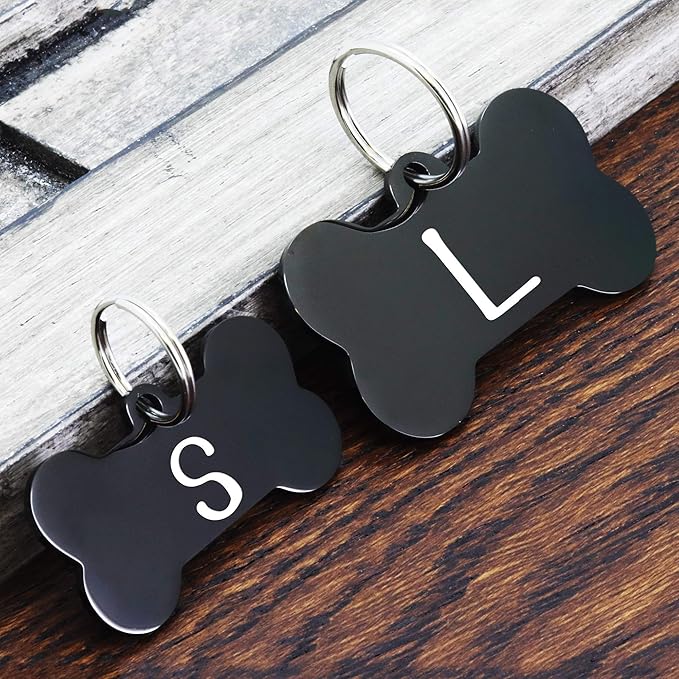 Ultra Joys Stainless Steel Pet ID Tag Dog Name Tags Personalized Front and Back Engraving, Customized Dog Tags and Cat Tag, Optional Engraved on Both Sides, Bone Tag with Mountain Design, Large
