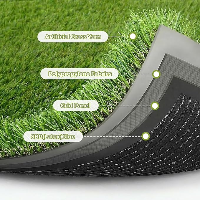 Artificial Grass Rug Indoor Outdoor, 3 x 5FT Faux Grass Turf with Drainage Holes, Realistic Artificial Lawn Rug Dog Pets Mat, Turf Carpet for Garden Lawn Landscape Balcony Patio Backyard Easter Decor
