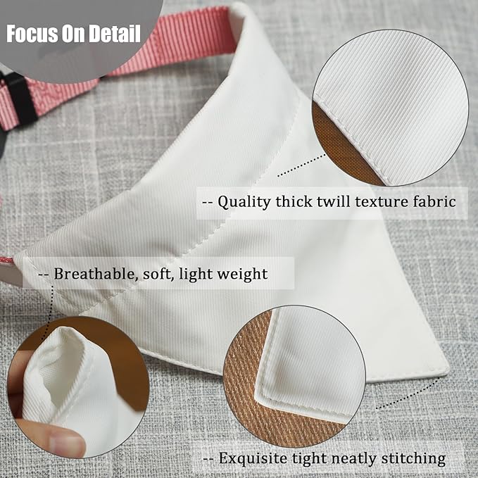 8 Packs Sublimation Blank Dog Bandana Over Collar, Pet Collar Sip-On Bandana Blank Customize White Polyester DIY for Dog Cat Extra Small, Small, Medium & Large (M)