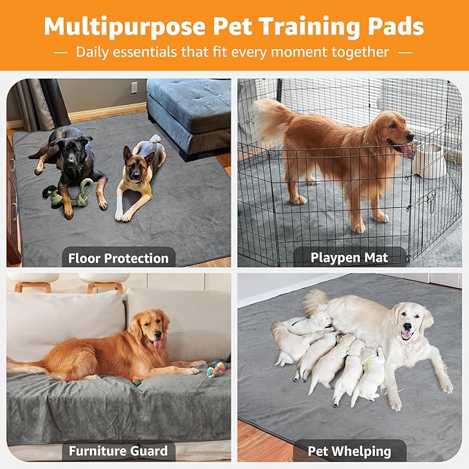 Wahsalbe Puppy Pads 2 Pack, 41x41 Washable Pee Pads Whelping Pads, Absorb Dog Mats, Non-Slip Dog Training Pads for Whelping, Potty, Training, Playpen, Crate