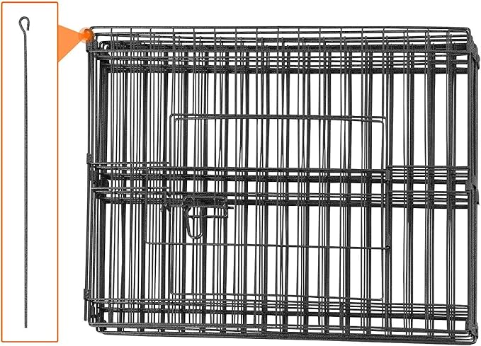 Yaheetech 24 inch 24 Panel Black Heavy Duty Foldable Metal Dog Exercise Pen Portable Cat Duck Chicken Puppy Fence with Door - Outdoor & Indoor