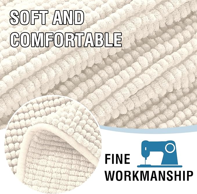 H.VERSAILTEX Plush Chenille Couch Cover for 3 Cushion Couch Anti Slip Washable Sofa Slipcovers Soft and Durable Furniture Protector for Dogs Cats Kids (27.5" x 71", Ivory)