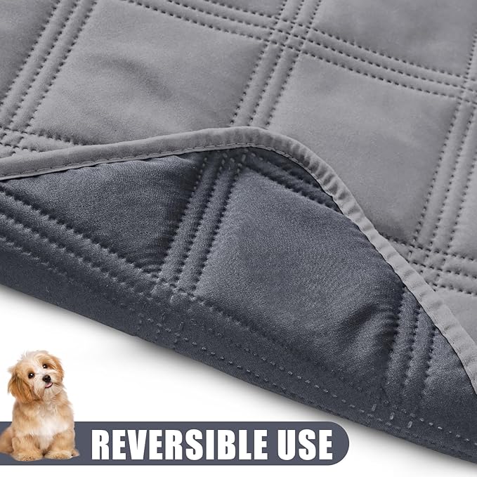 Smiry Waterproof Dog Bed Cover Blanket 82x102, Soft Reversible Pet Blanket, Washable Leakproof Cats Dogs Couch Cover for Sofa, Couch, Furniture, Grey/Dark Grey