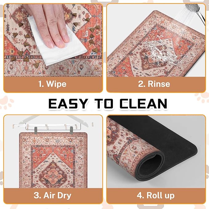 Absorbent Pet Dog Bowl Mat for Food and Water, Pet Cat Food Feeding Mat with Non Slip Rubber Backing, Dog Food Mats for Floors Waterproof, 12"x20"